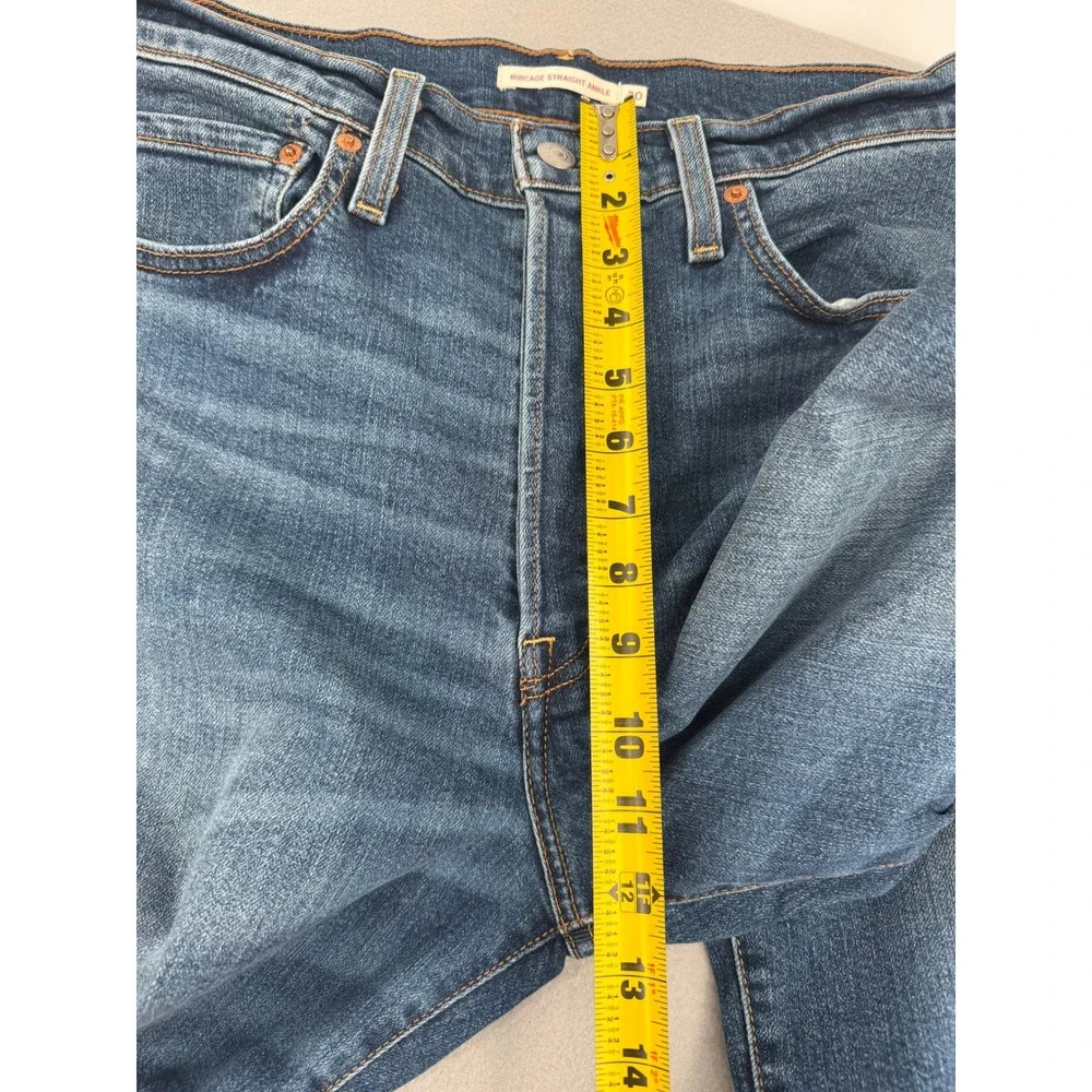 Levis Ribcage Straight Ankle Jeans Womens 30 (30x27) Retro Blue Denim High Rise